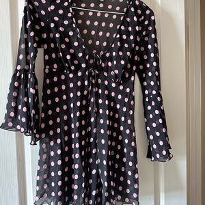 Sheer Black lingerie with Pink Polka Dots